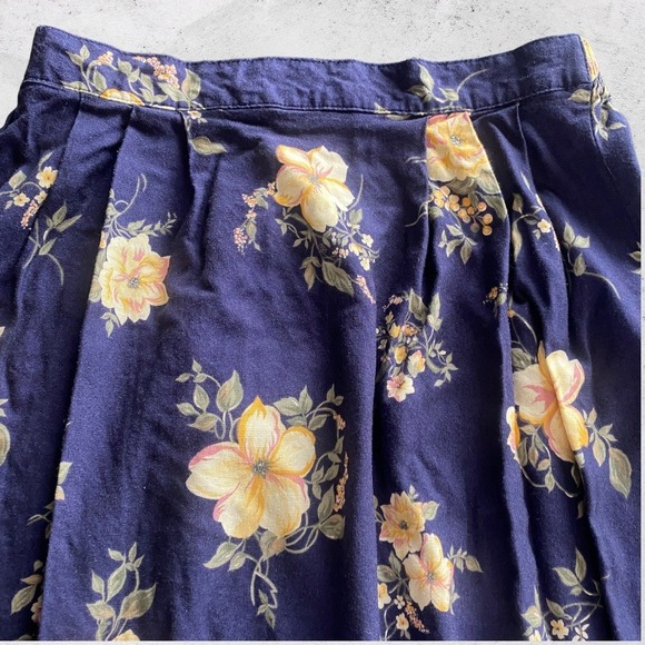 Sag Harbor Vintage 90s Skirt Medium Blue Cottagecore Floral Prairie Midi Fairy - Picture 2 of 8